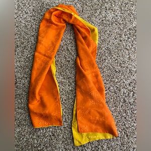 Trends JACQUARD Reversible pure Silk long Scarf Unisex Yellow orange Two Tone
